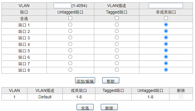 清空之前的VLAN设置